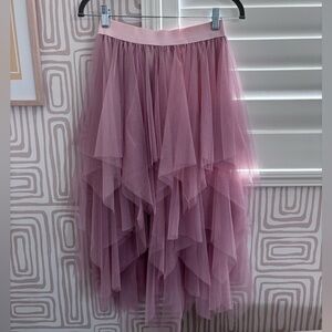 Chic Mauve Asymmetrical Tulle Skirt